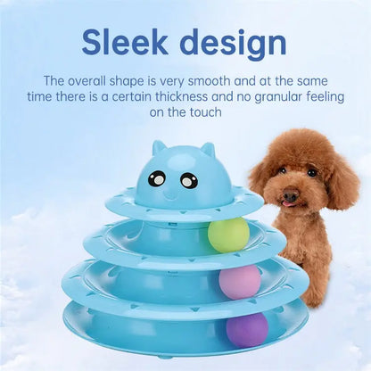 3 Layers Cat Track Roller Ball Tower Toy – Cat Turntable Interactive Toy for Cats & Dogs Pets971.com