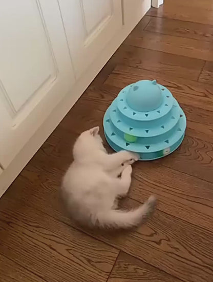 3 Layers Cat Track Roller Ball Tower Toy – Cat Turntable Interactive Toy for Cats & Dogs
