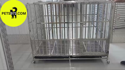 57.8" Big Dog Stainless Steel Dog Cage, Size 147x95x116cm for Large Dogs, Big Dogs Cage