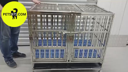 42.5 Inches Dog Cage Stainless Steel with Divider, Cage Size 108x70x90cm